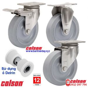 Bánh xe đẩy cao su đặc càng inox 304 Colson Mỹ