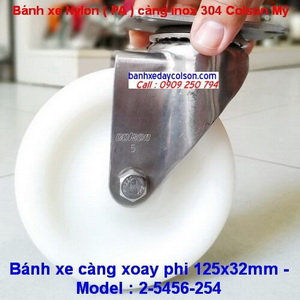 Bánh xe chịu tải trên 100kg nhựa pa càng xoay inox d125 Colson