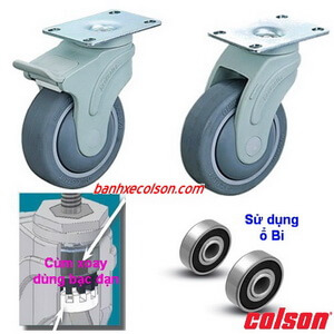 Bánh xe cao su mềm Colson Mỹ càng nhựa hạn chế rỉ sét